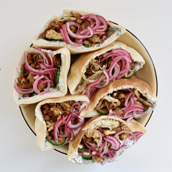 Middle Eastern Crispy Chicken + Chickpea Pita