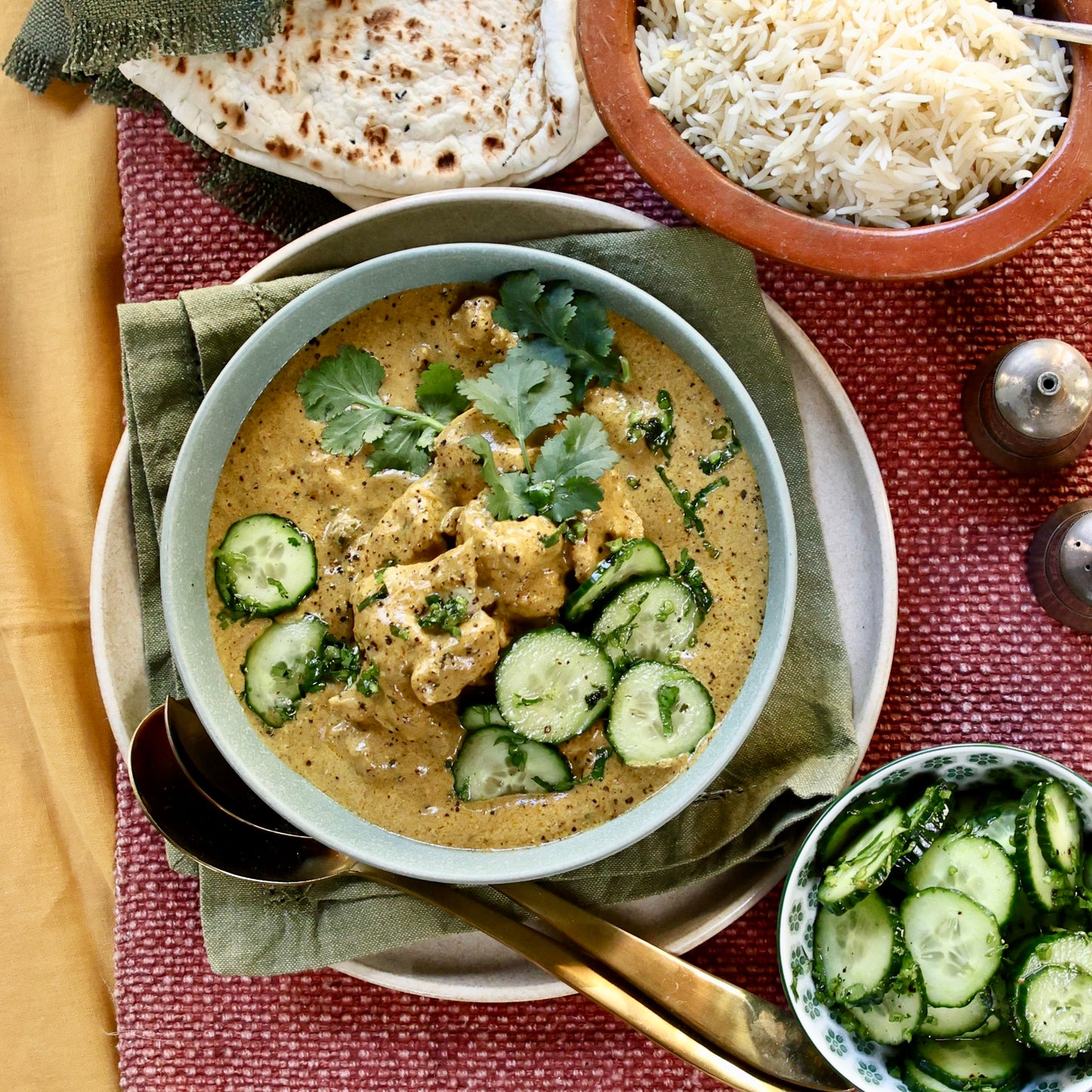 Chicken Korma with Cucumber Salad