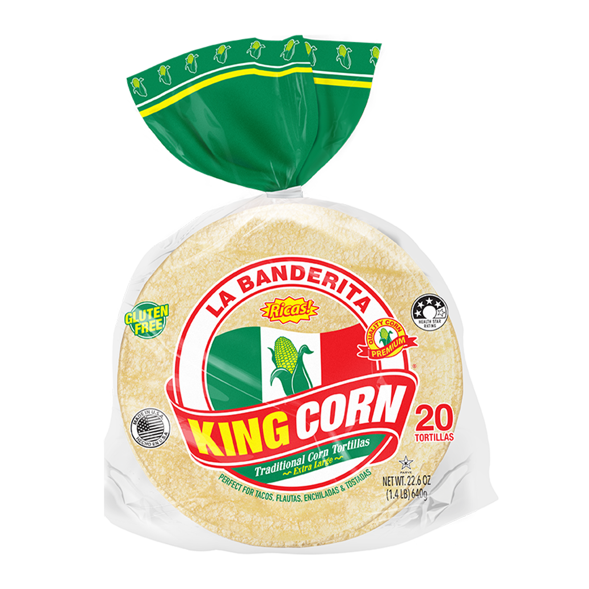 La Banderita Gluten Free King Corn Traditional Corn Tortillas 640g