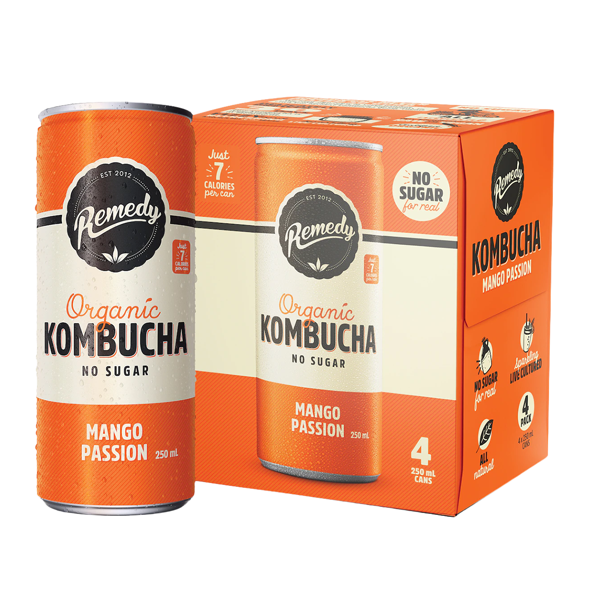 Remedy Drinks Organic Kombucha Mango Passion x4 250ml