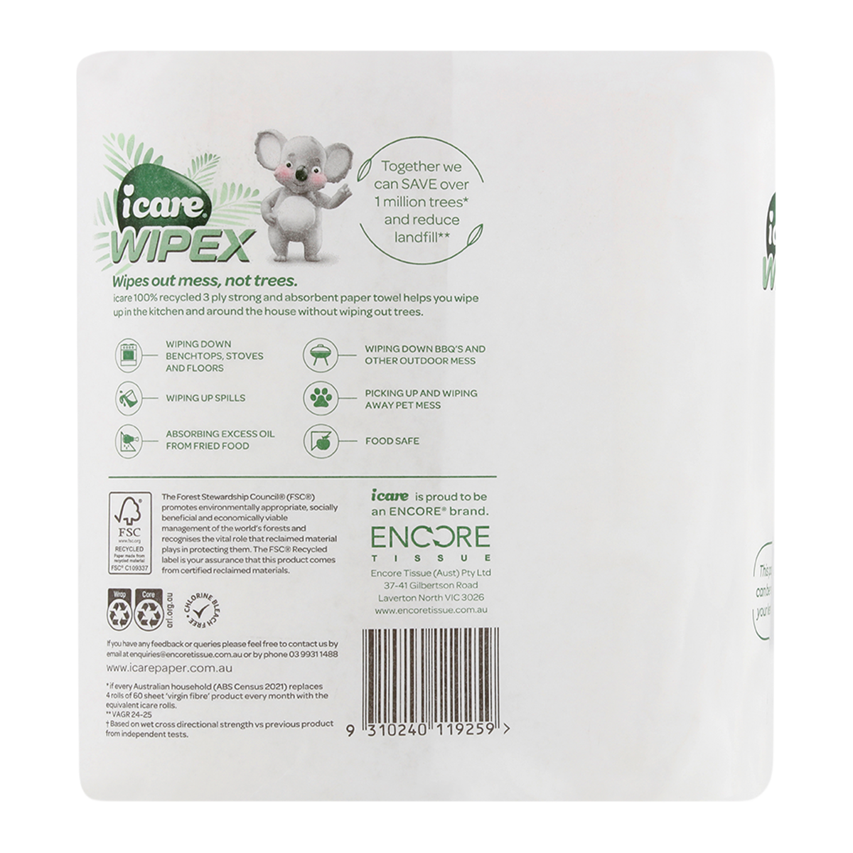 icare Wipex Paper Towel 3 Ply 60 Sheets x2