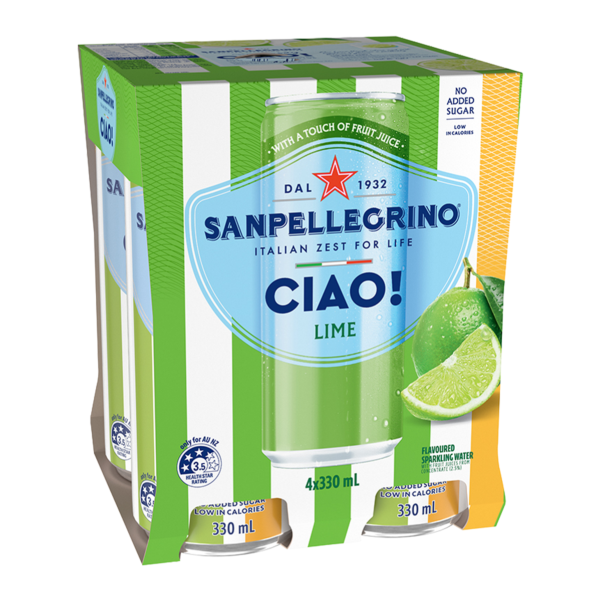 Sanpellegrino CIAO! Lime Sparkling Water x4 330ml