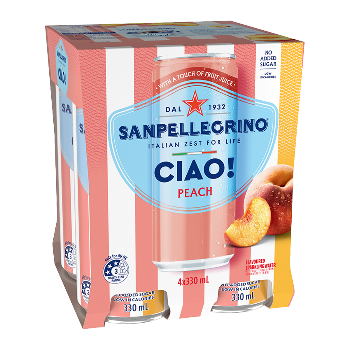 Sanpellegrino CIAO! Peach Sparkling Water x4 330ml