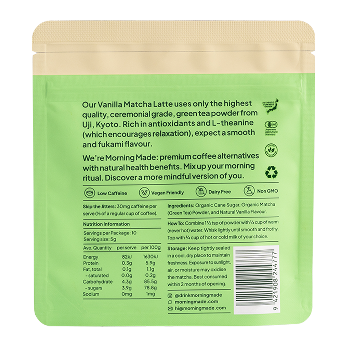 Morning Made Matcha Latte Vanilla Blend 50g