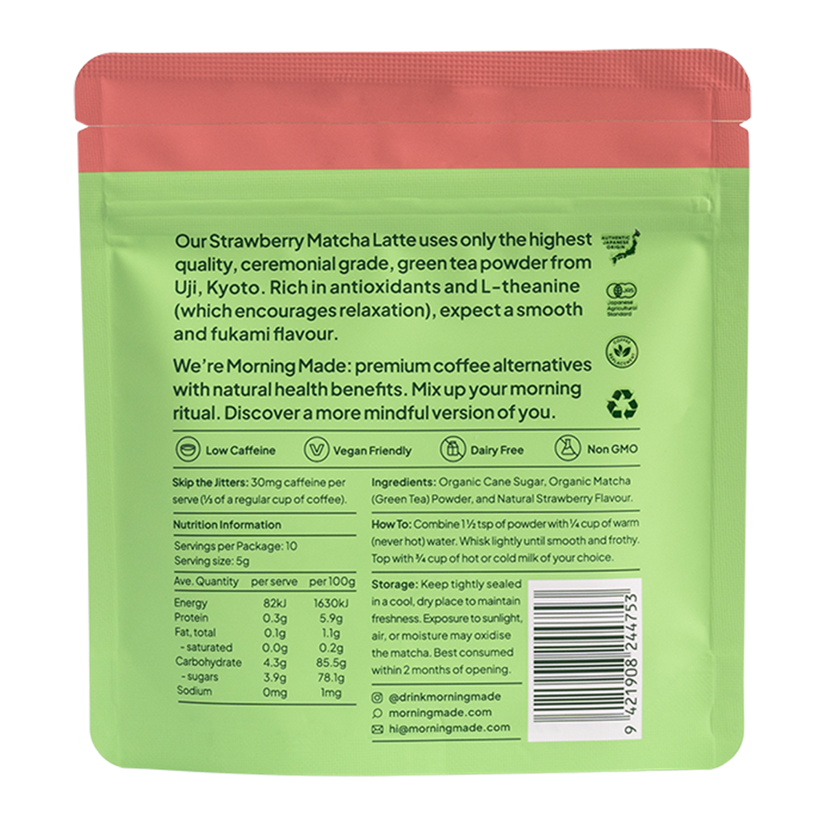 Morning Made Matcha Latte Strawberry Blend 50g