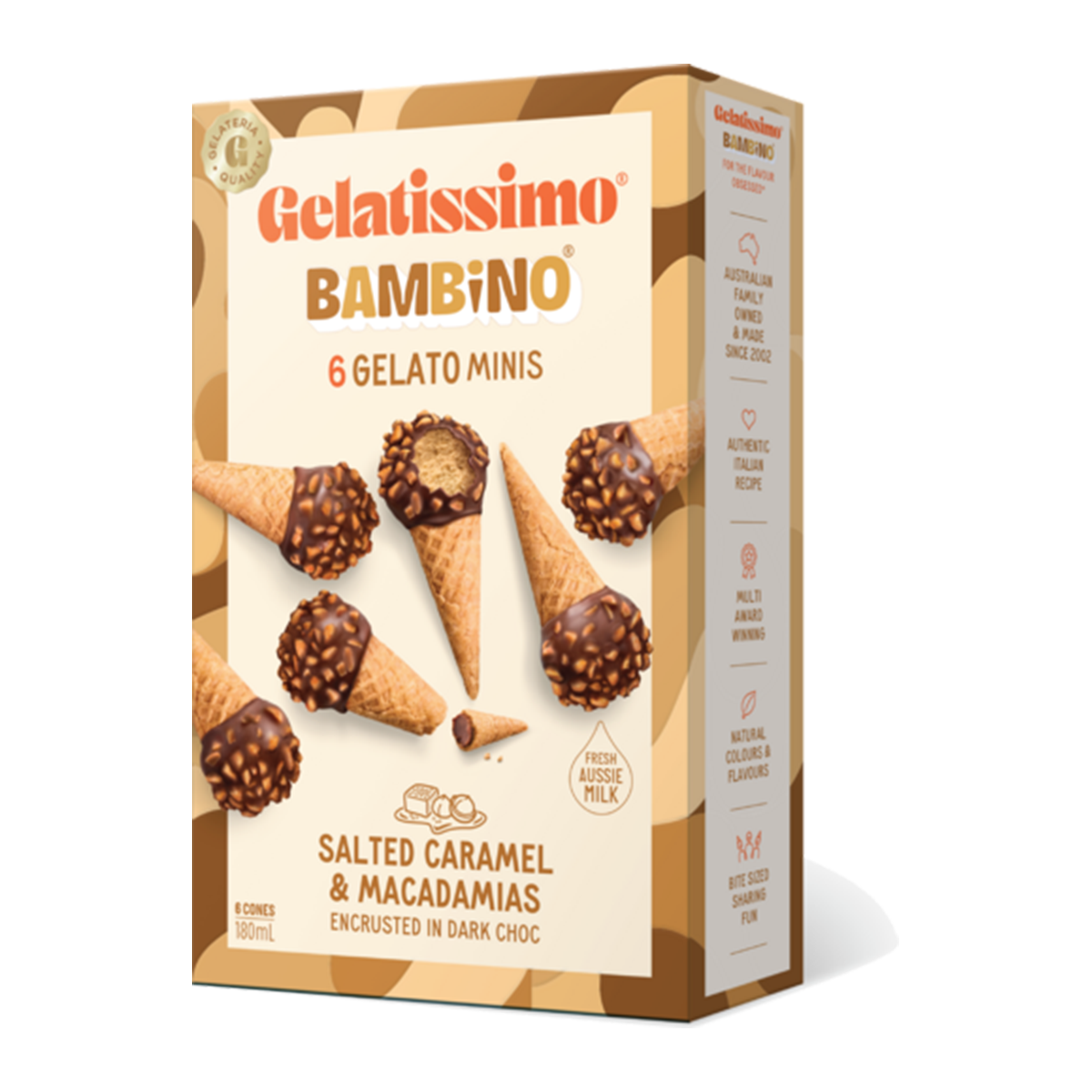 Gelatissimo Mini Salted Caramel and Macadamias x6 180ml