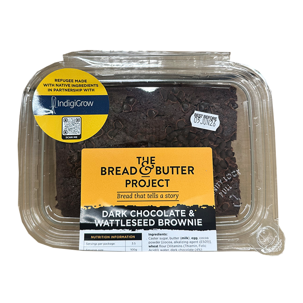 The Bread & Butter Project Dark Chocolate and Wattleseed Brownie 350g