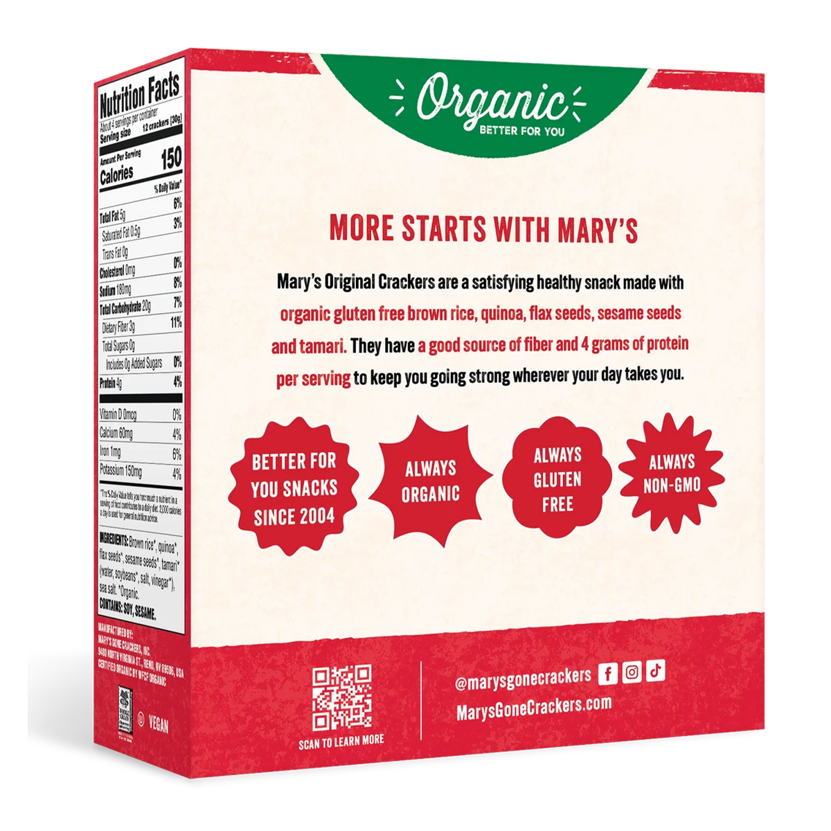 Mary's Gone Crackers Organic Original Crackers 113g