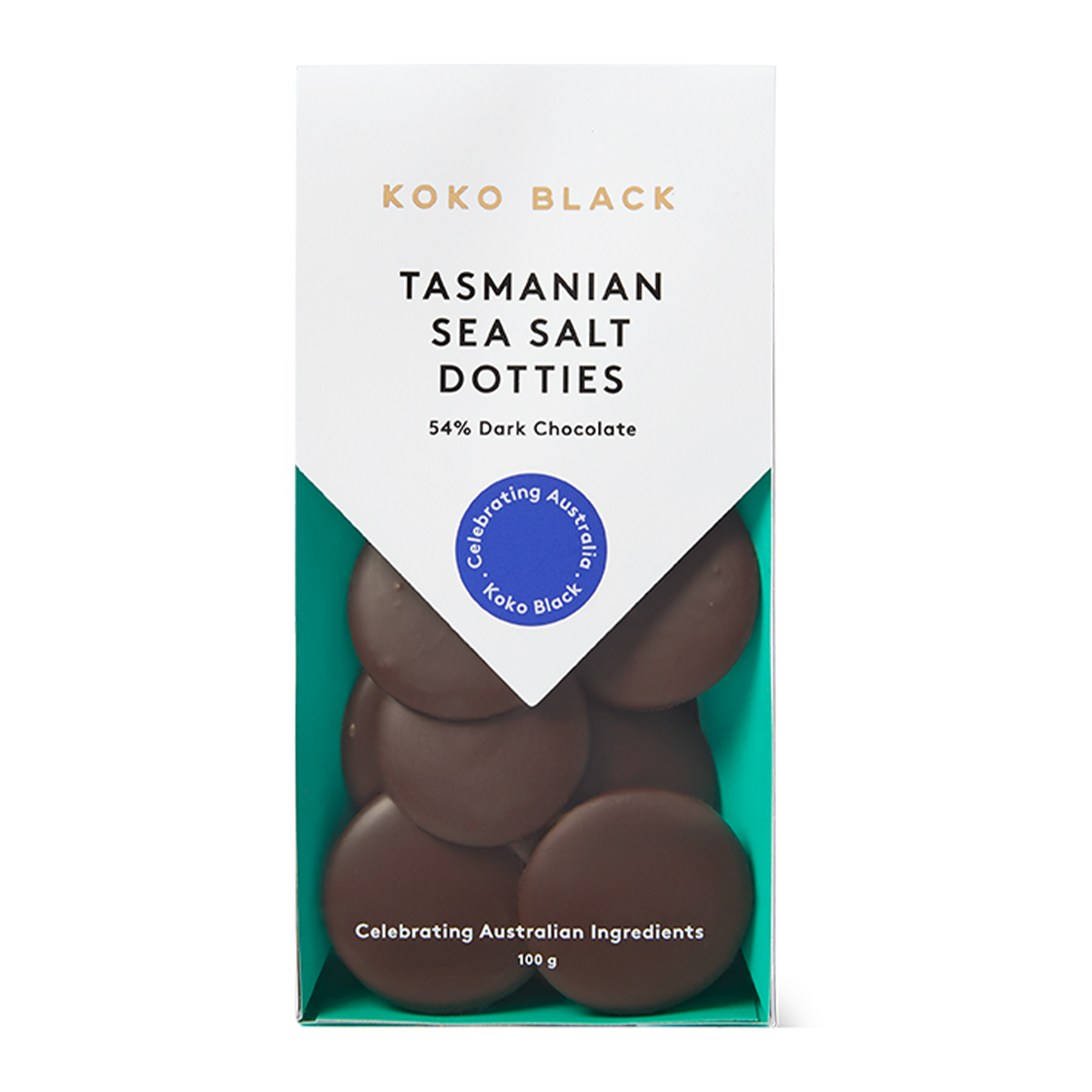 Koko Black Dark Chocolate Tasmanian Sea Salt Dotties 100g