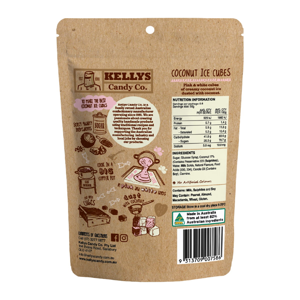 Kellys Candy Co. Coconut Ice Cubes 180g