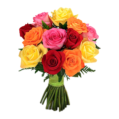 Flowers Roses Rainbow Bunch Small