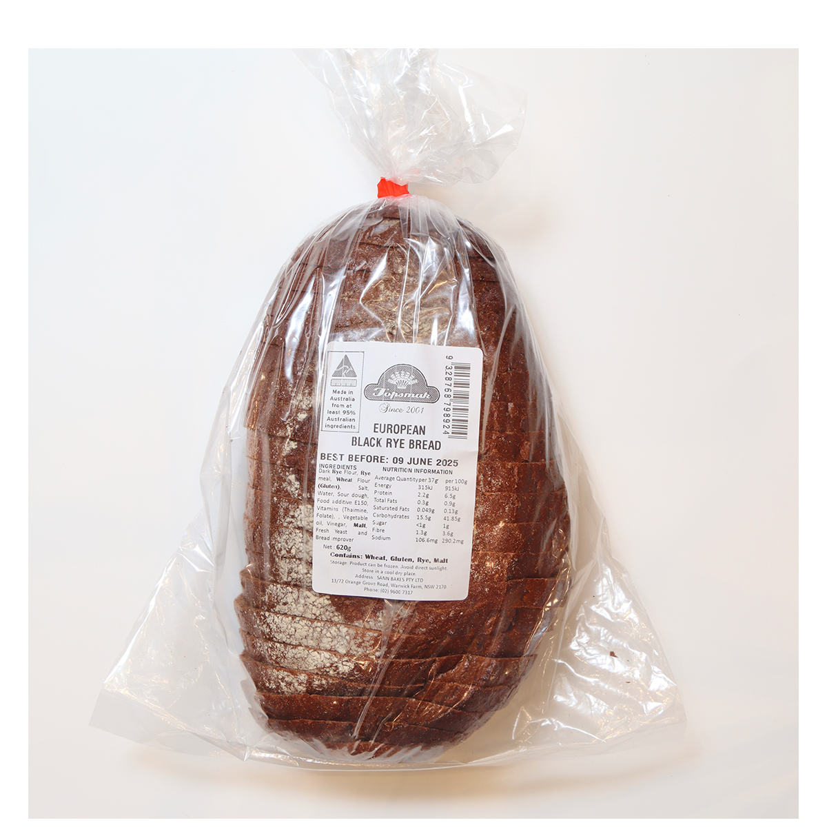 Topsmak European Black Rye Bread 620g