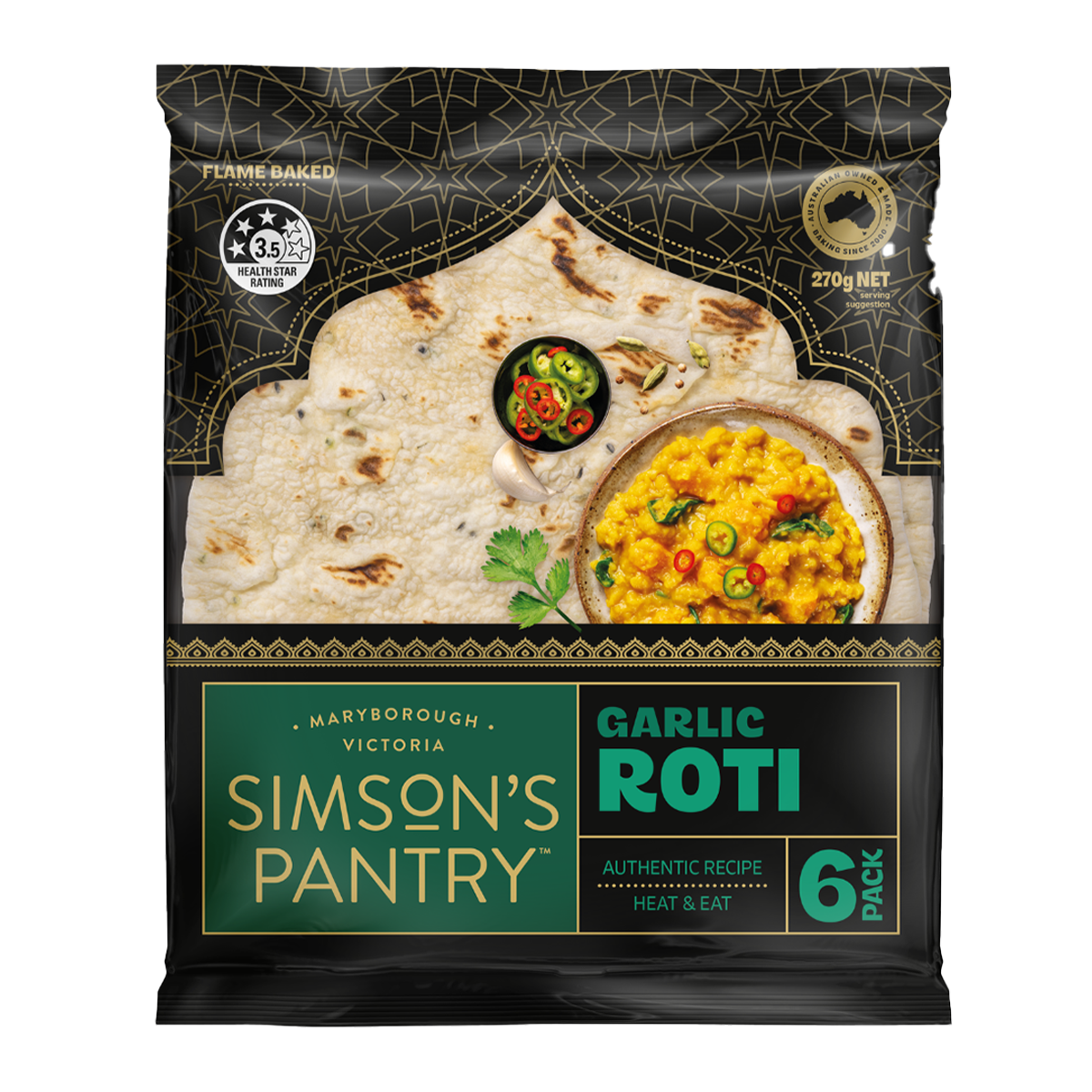 Simson's Pantry Roti Garlic 270g