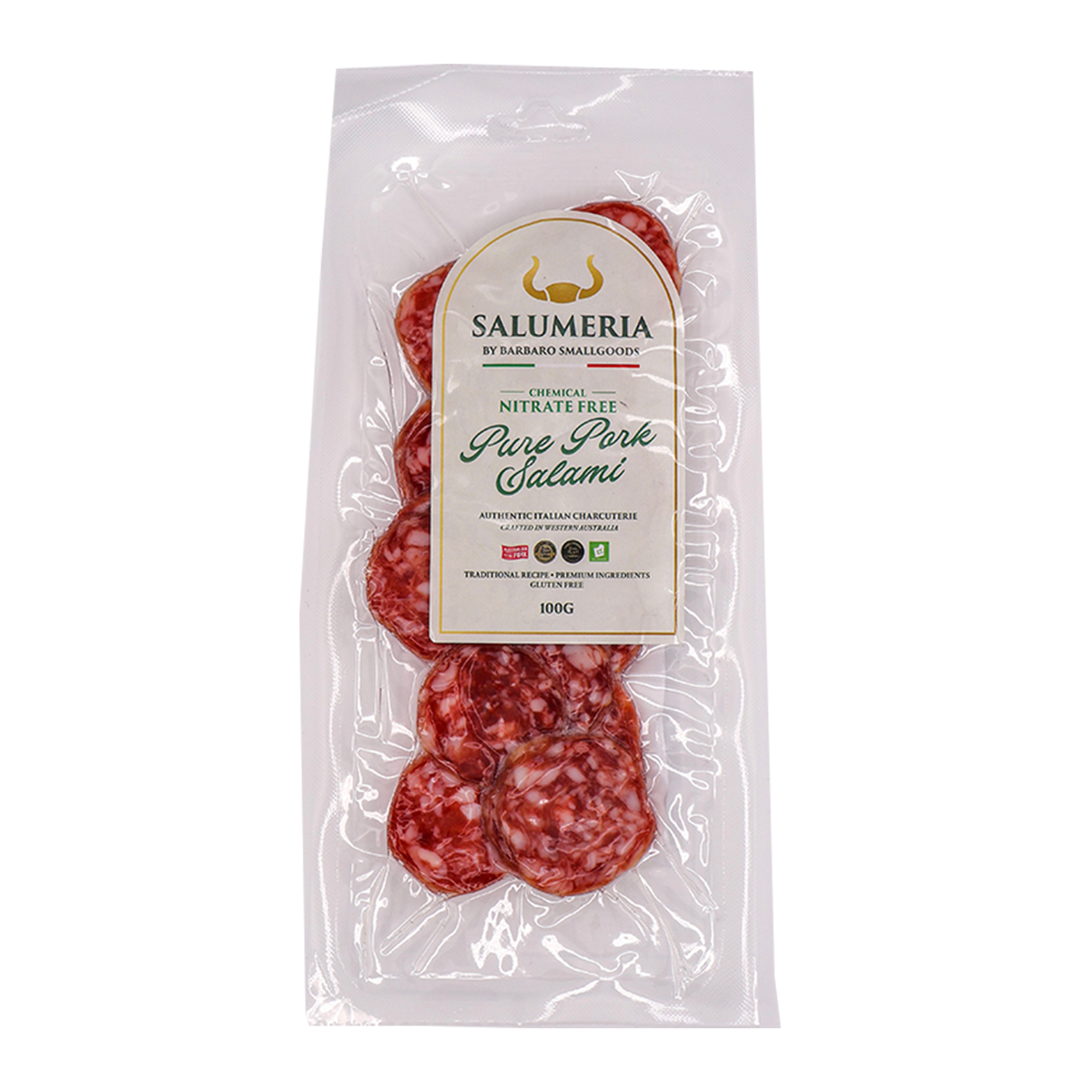Barbaro Smallgoods Salumeria Nitrite Free Pure Pork Salami 100g