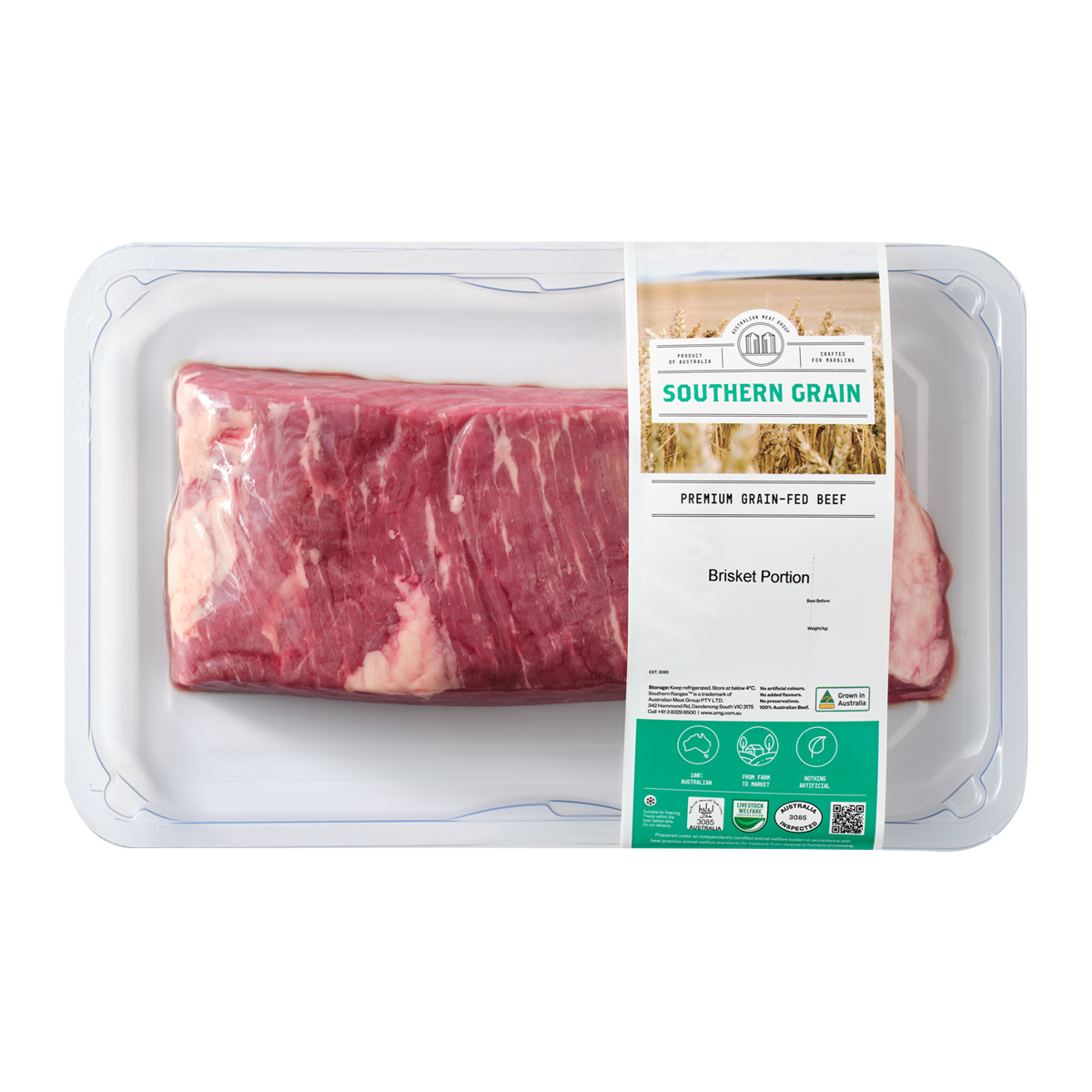 Southern Grain Premium Grain Fed Beef MB2 Brisket Portion 480-600g