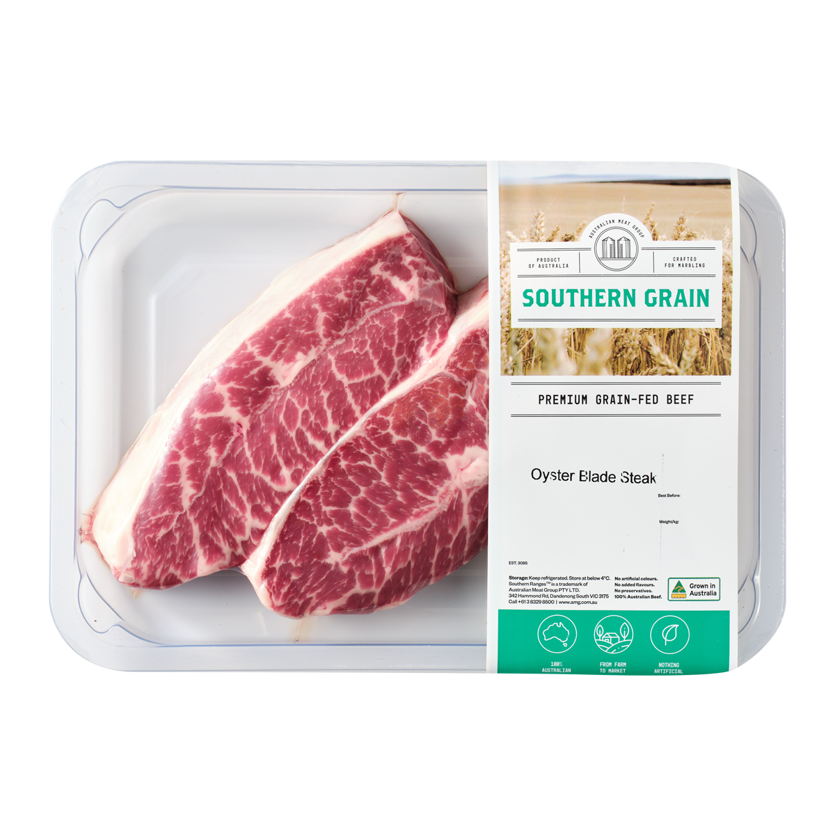 Southern Grain Premium Grain Fed Beef MB2 Oyster Blade Steak 250-350g | Harris Farm Markets Online