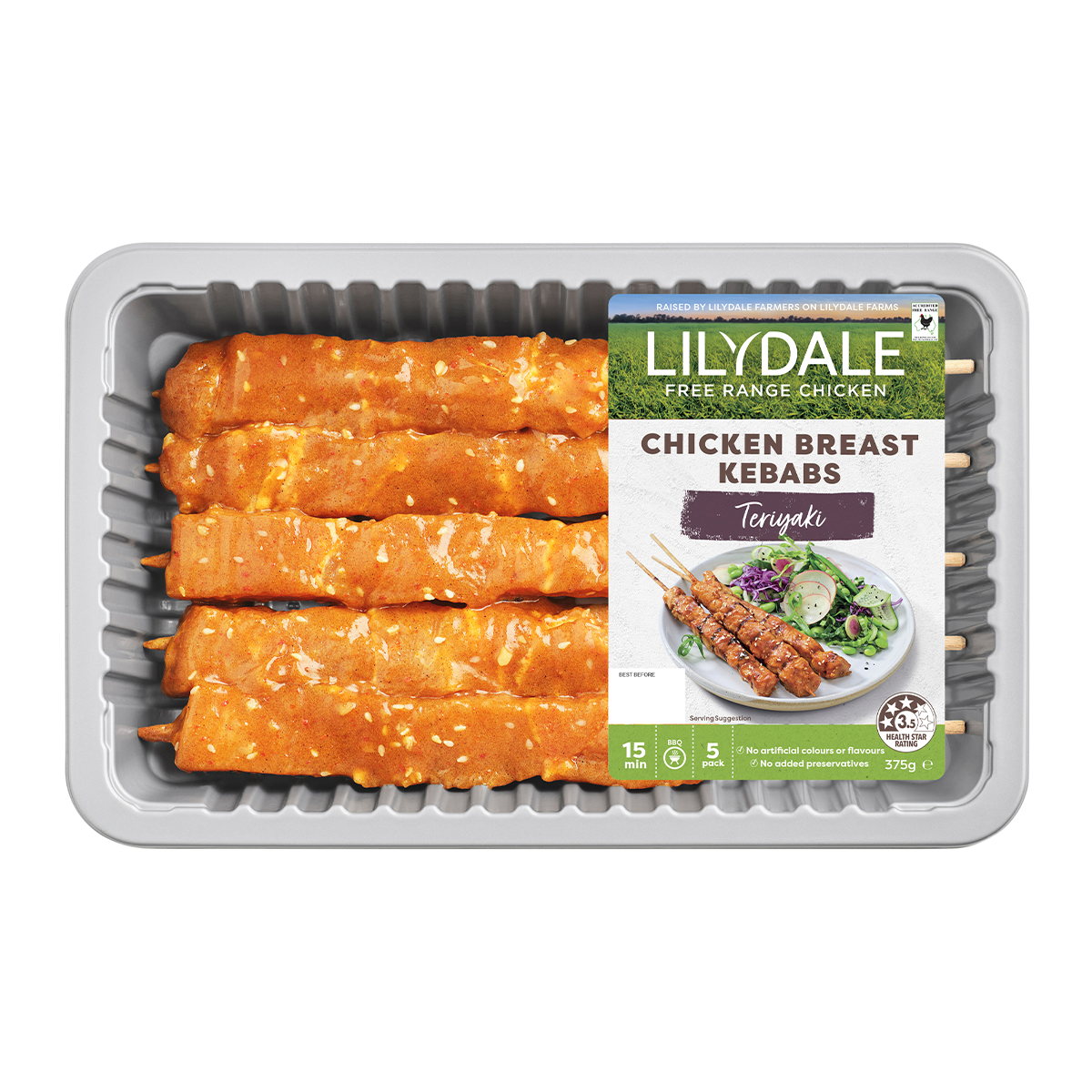 Lilydale Maryland Chicken Teriyaki Kebab 375g