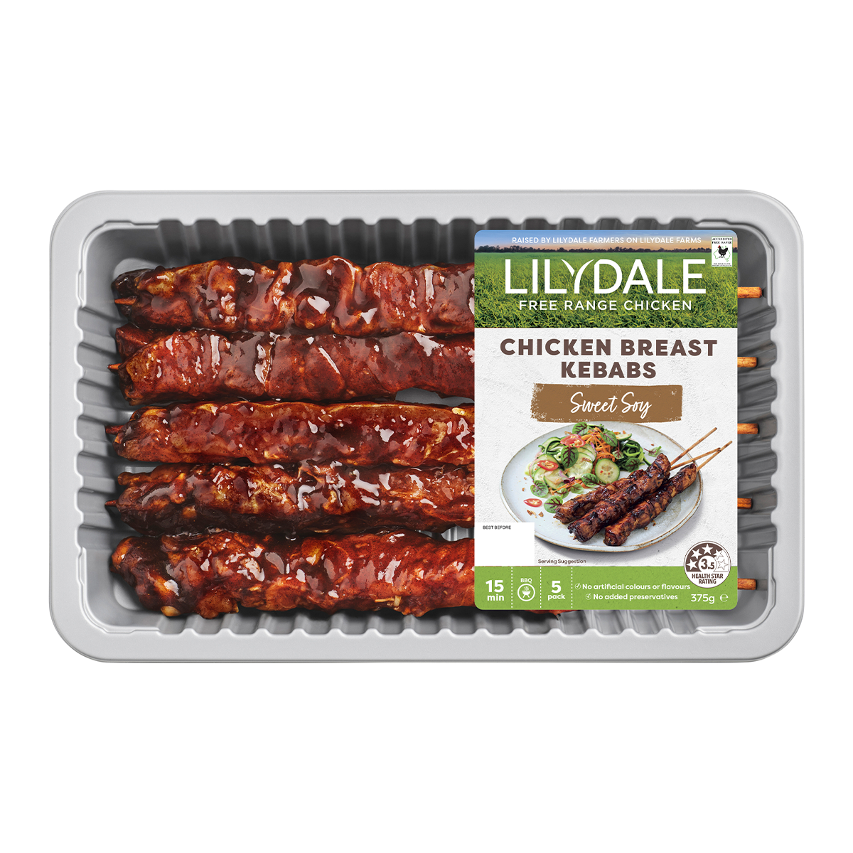 Lilydale Maryland Chicken Sweet Soy Kebab 375g