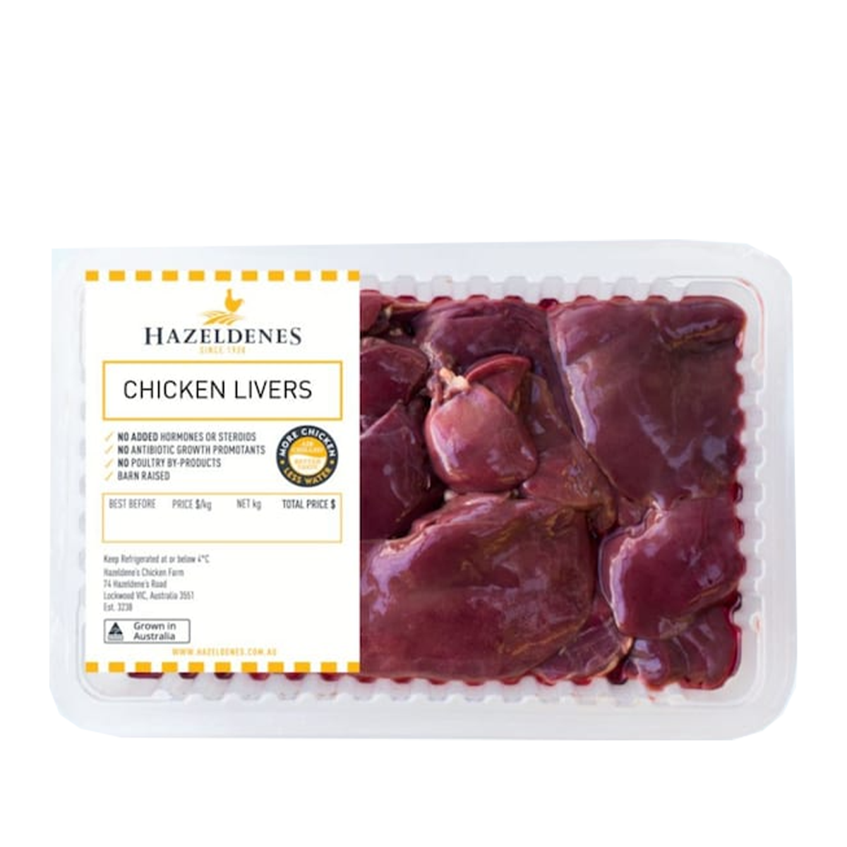 Hazeldenes Free Range Livers Tray x8 500g