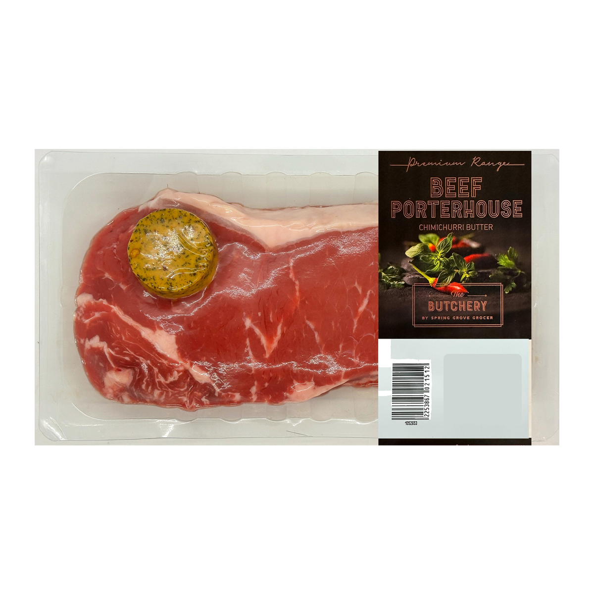 Spring Grove Beef Porterhouse Steaks with Chimichurri Butter 380-530g