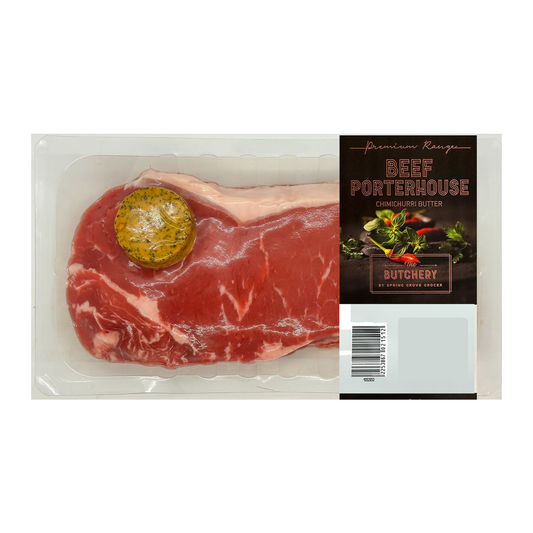 Spring Grove Beef Porterhouse Steaks with Chimichurri Butter 380-530g