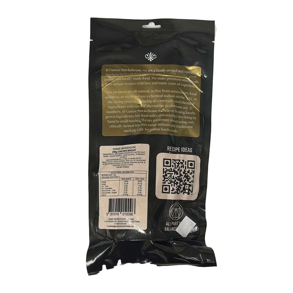 Gamze Smokehouse Nitrite Free Free Range Chicken 200g