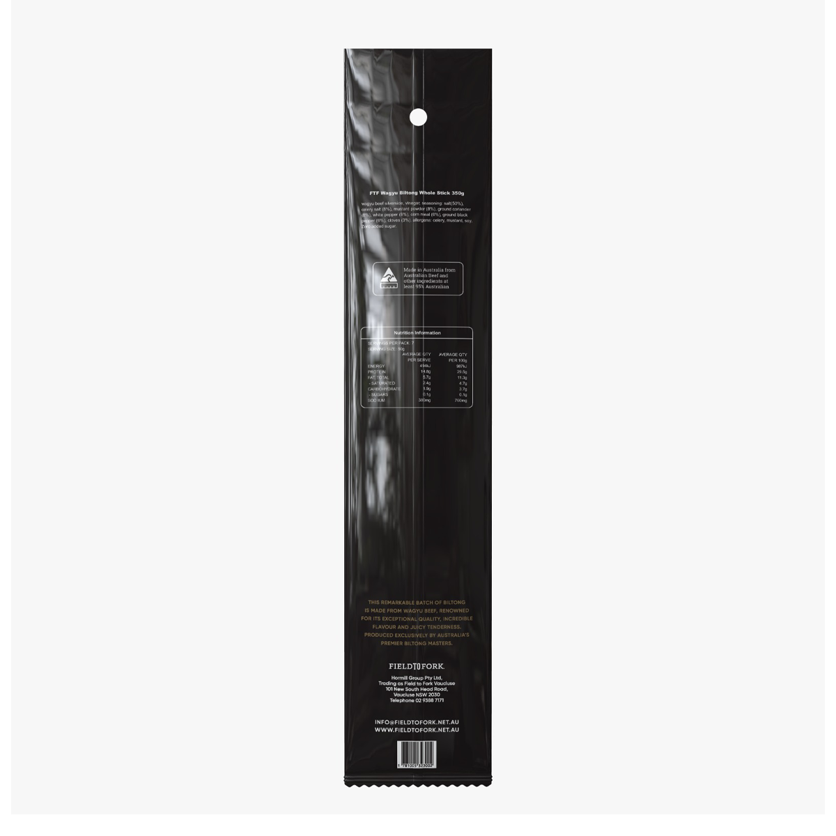 Field To Fork Whole Biltong Wagyu Stick 350g