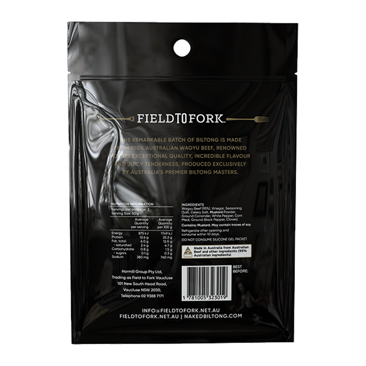Field To Fork Wagyu Sliced Biltong 100g