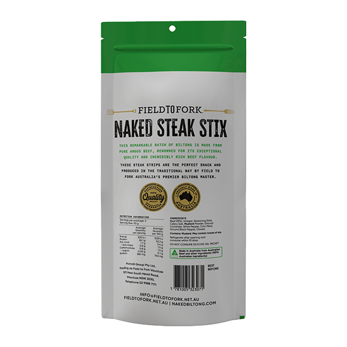 Field To Fork Traditional Biltong Snap Stick 100g