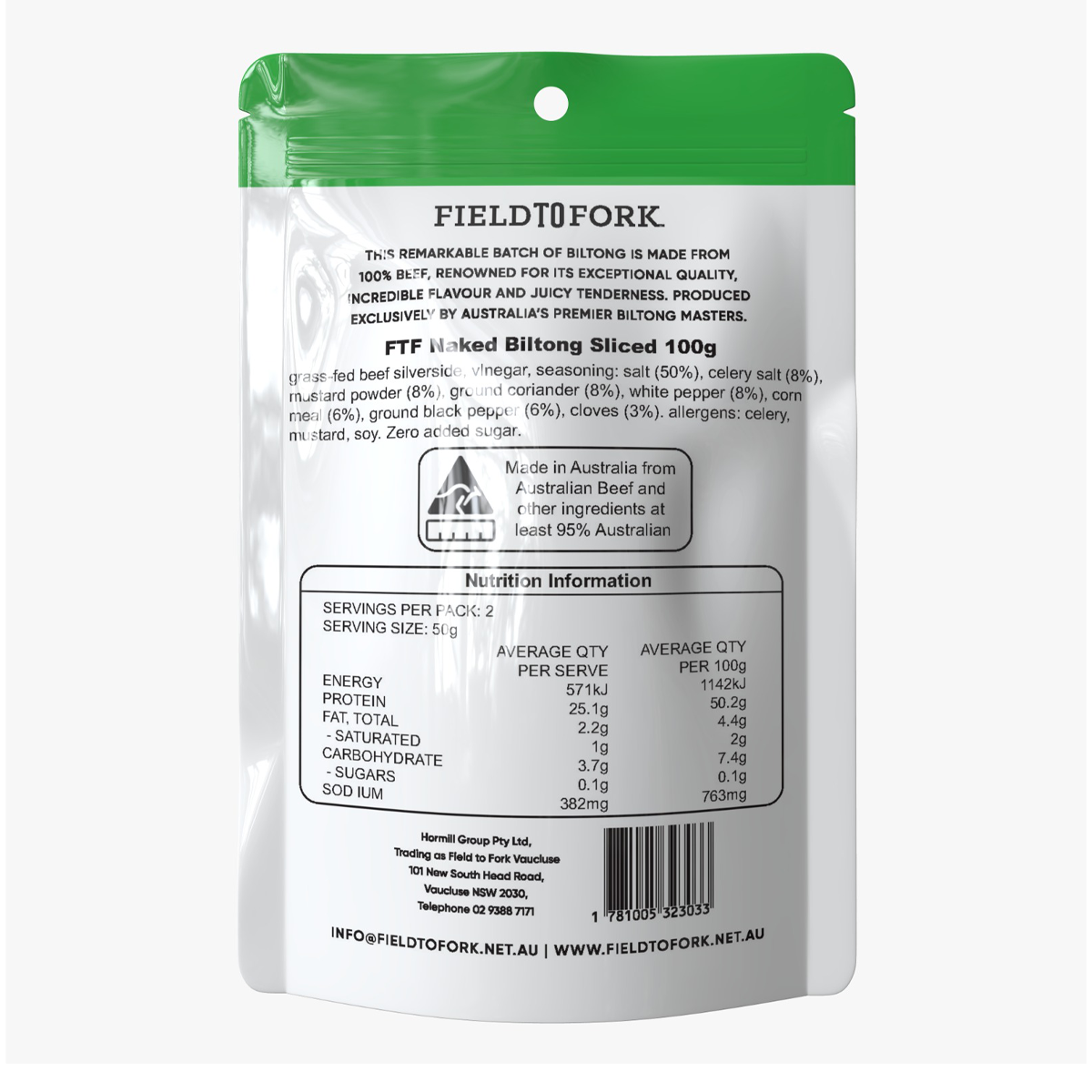 Field To Fork Traditional Sliced Biltong 100g