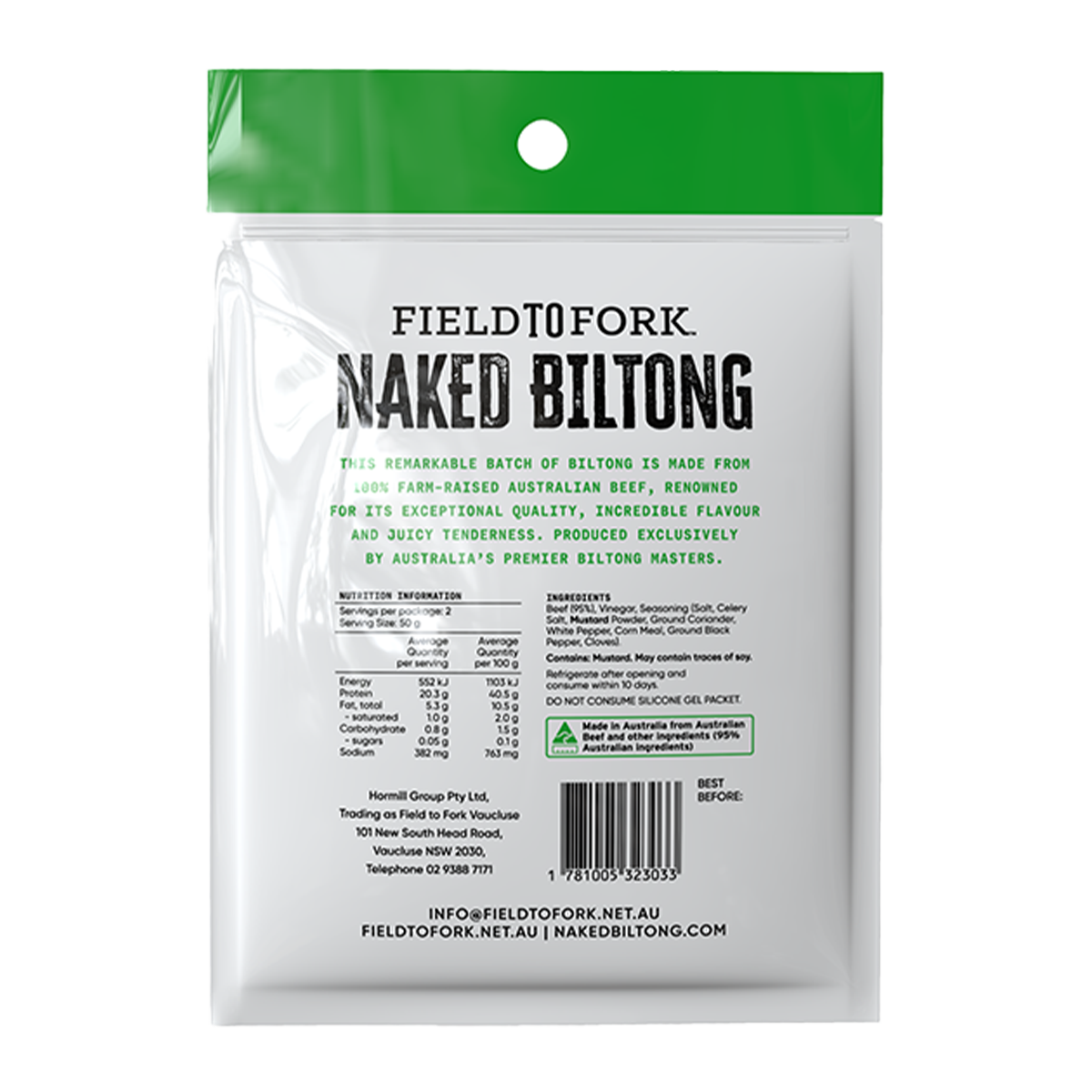 Field To Fork Traditional Sliced Biltong 100g