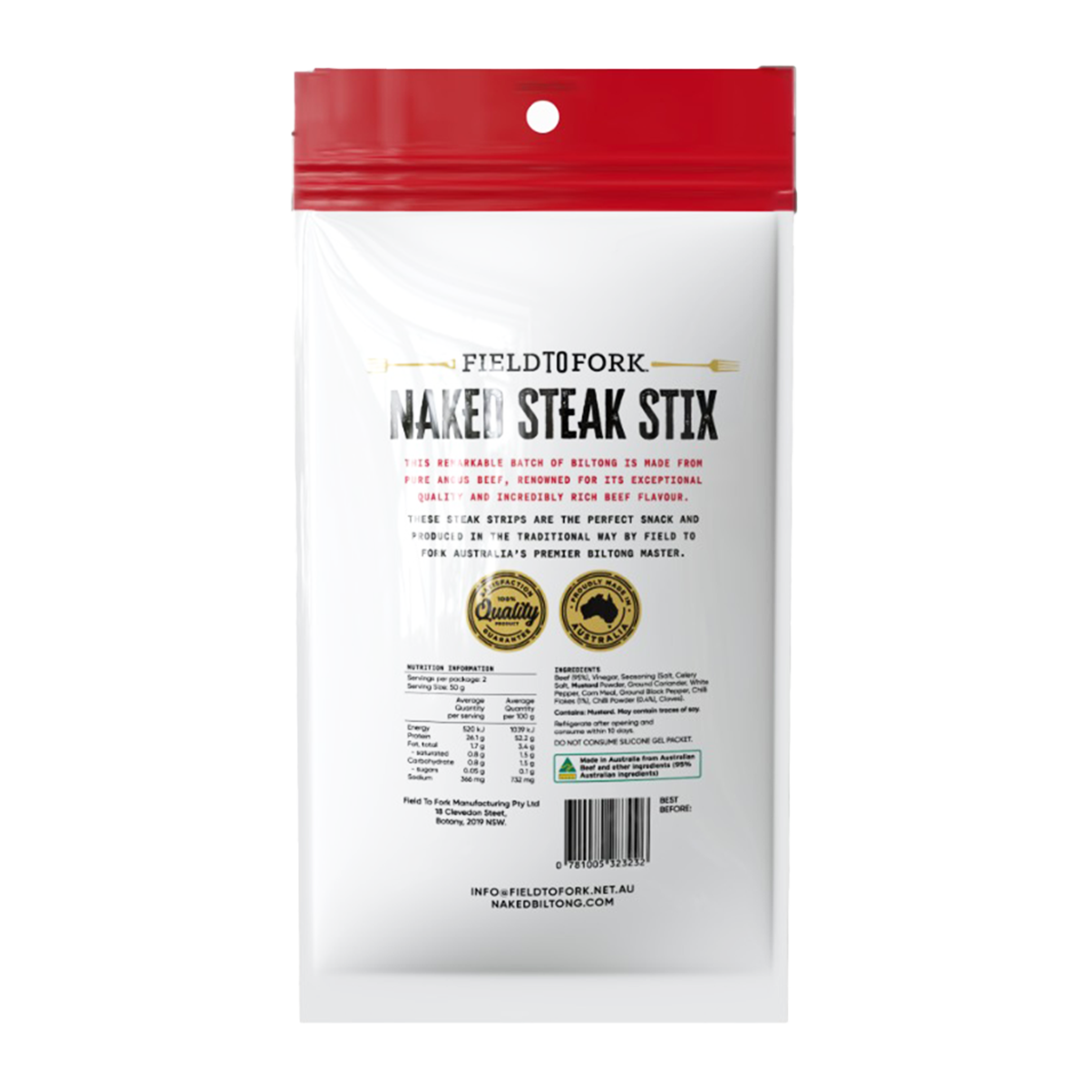 Field To Fork Naked Steak Stix Chili 100g