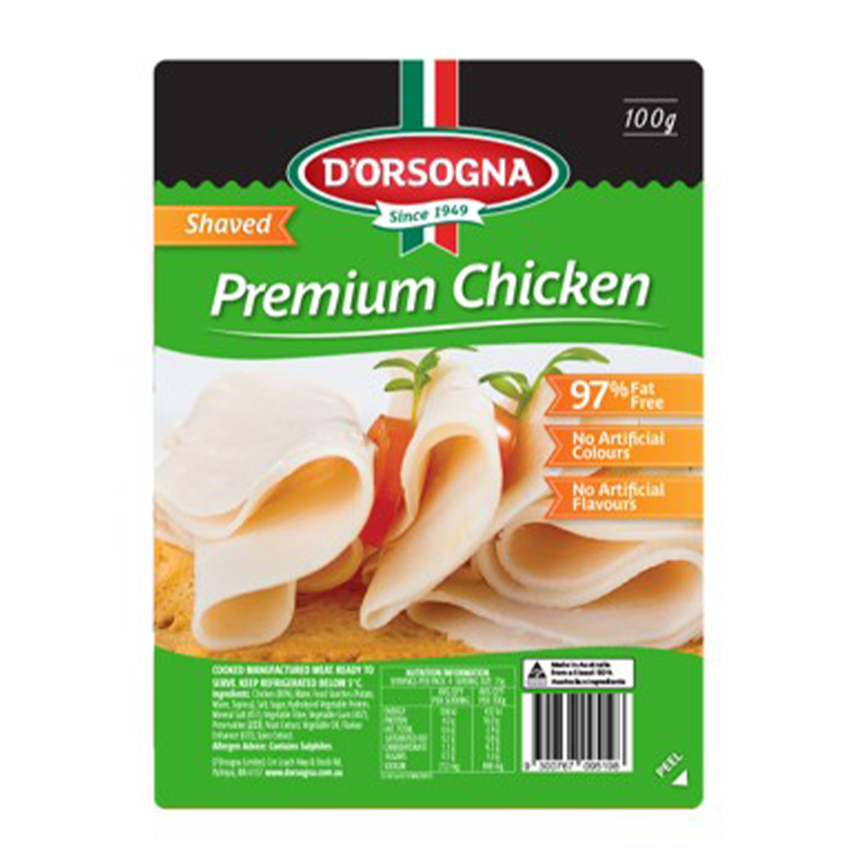 D'Orsogna Premium Chicken Shaved 100g