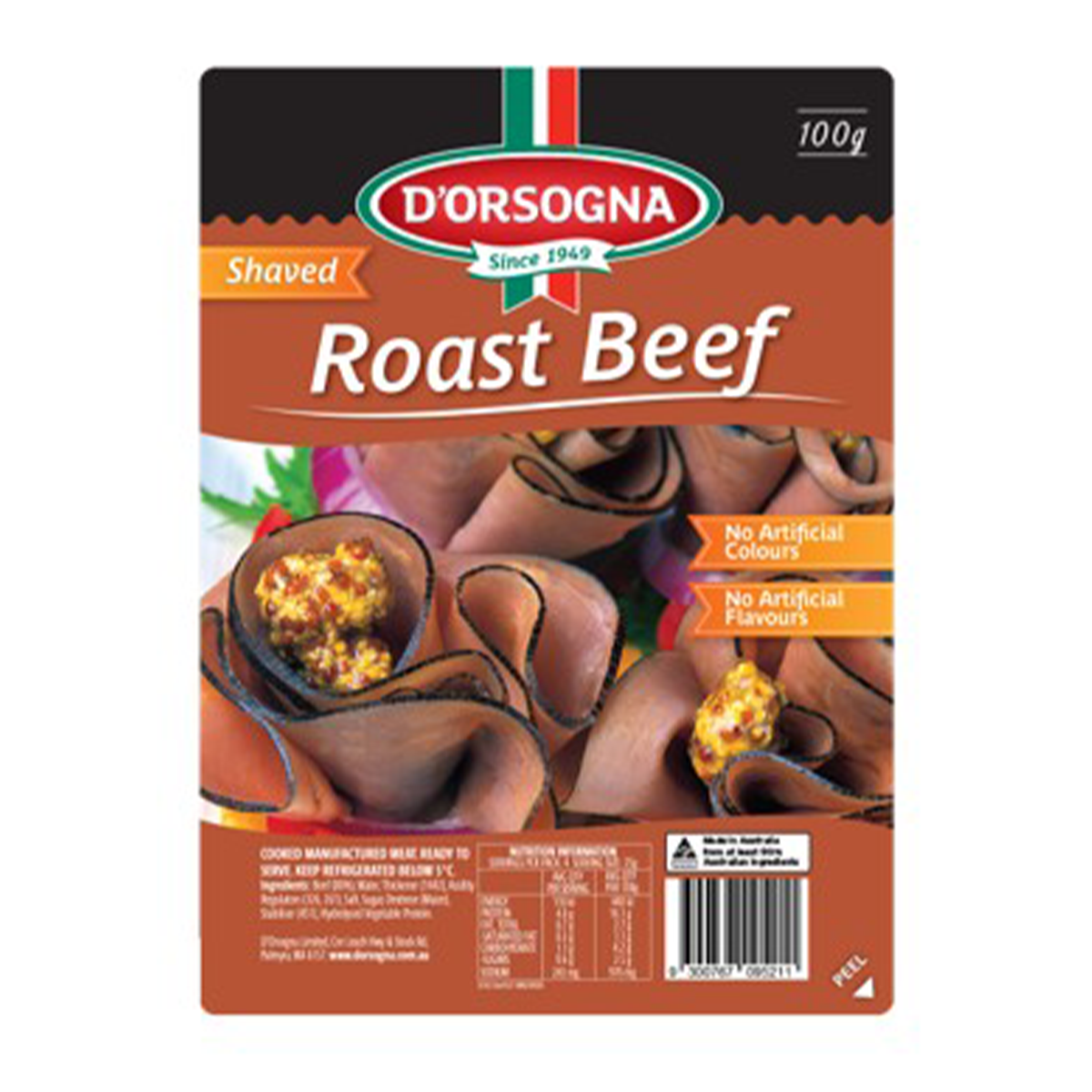 D'Orsogna Roast Beef Shaved 100g