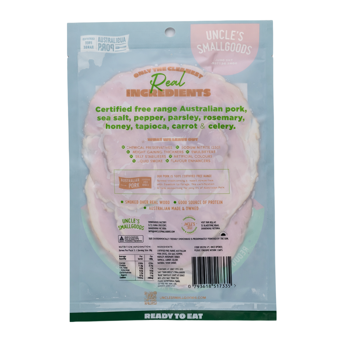 Uncle's Smallgoods Nitrite Free Ham 150g