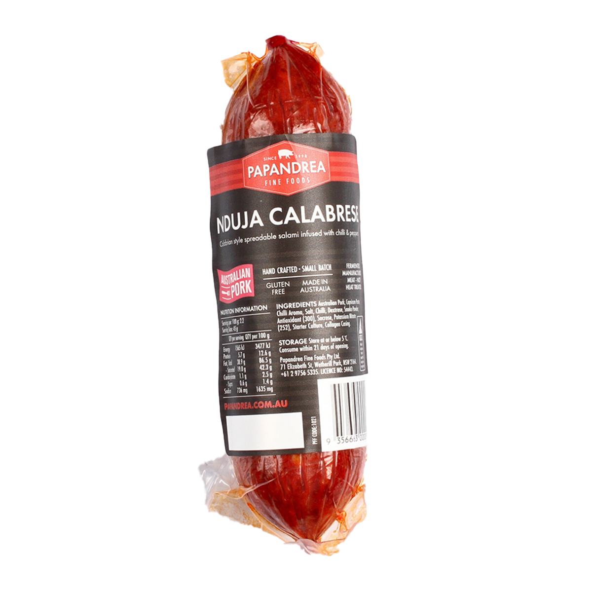 Papandrea Fine Foods Nduja Calabrese Salami 125g