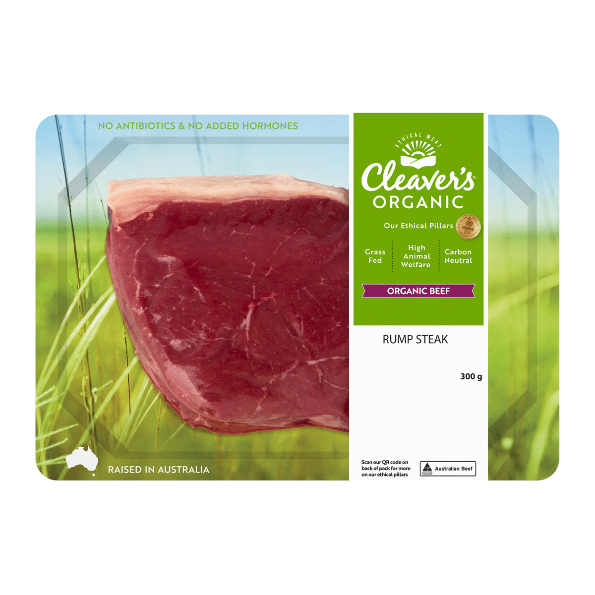 Cleaver's Organic Beef Rump Steak 300g
