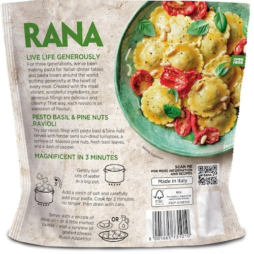 Rana Pesto Basil & Pine Nuts Ravioli 325g