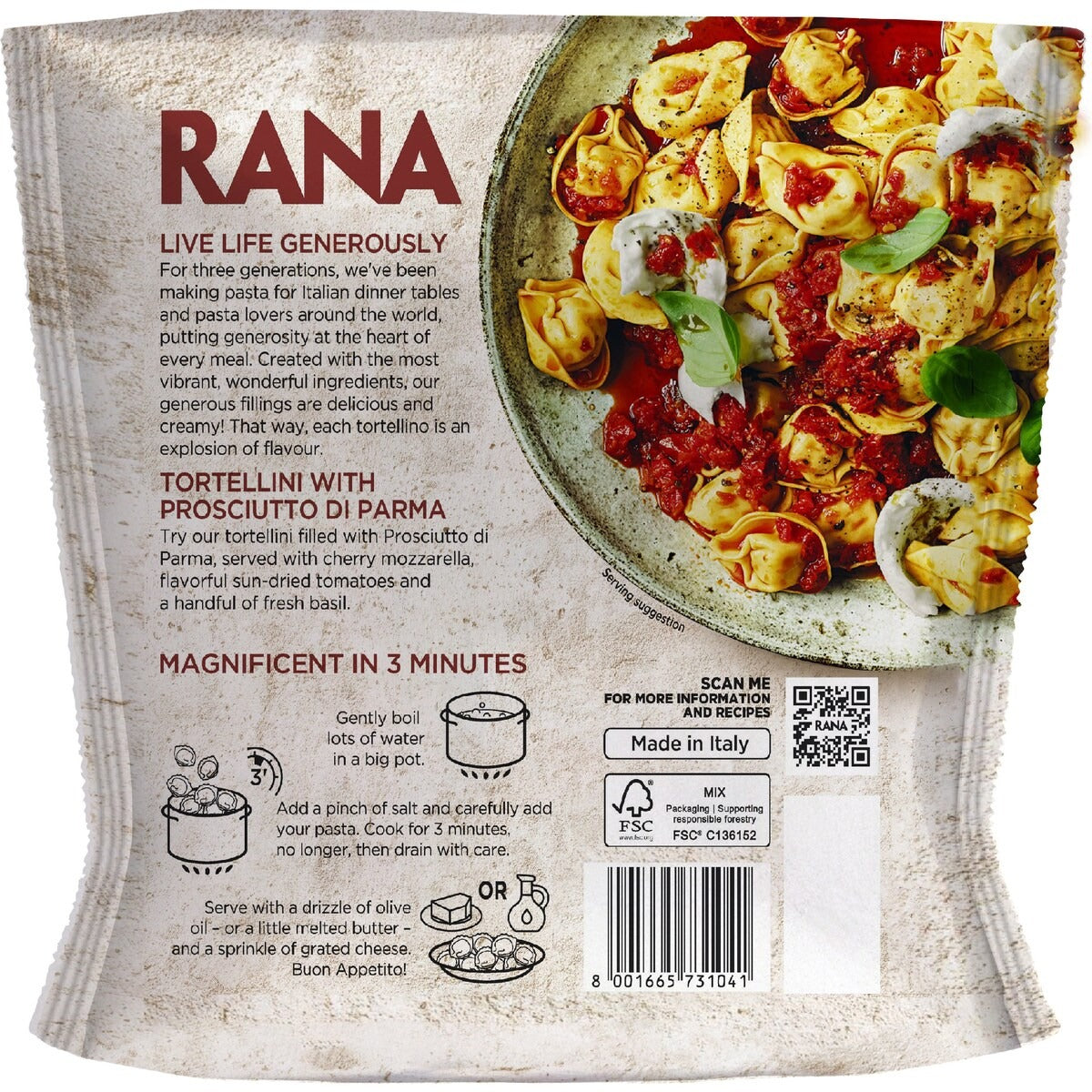 Rana Tortellini with Prosciutto Di Parma Ravioli 325g