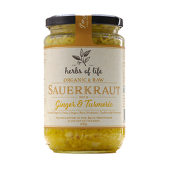 Herbs of Life Organic Sauerkraut Ginger and Turmeric 380g