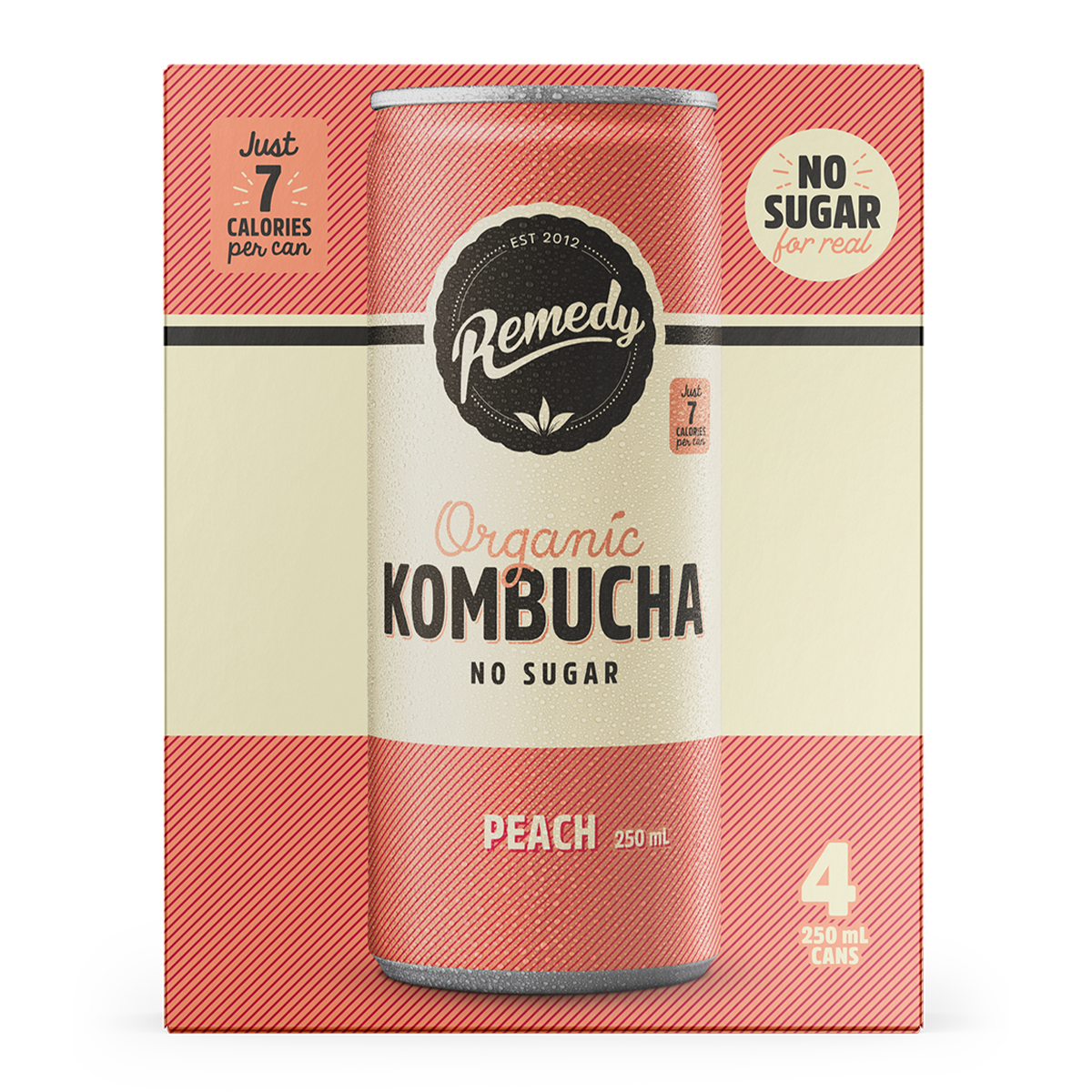 Remedy Organic Kombucha Peach 4 x 250ml