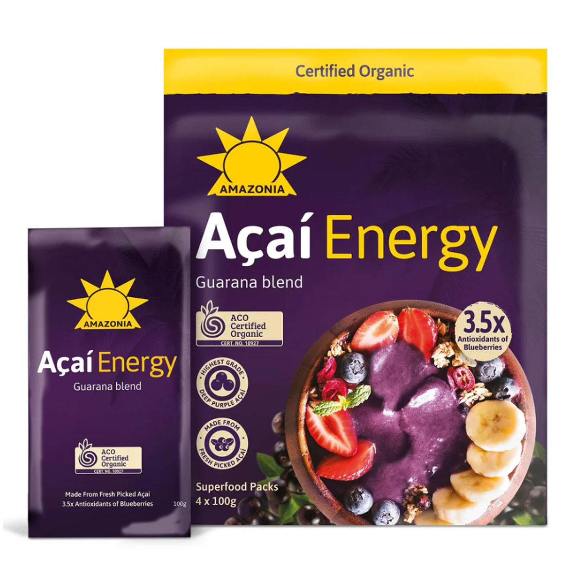 Amazonia Frozen Organic Acai Energy x4 100g