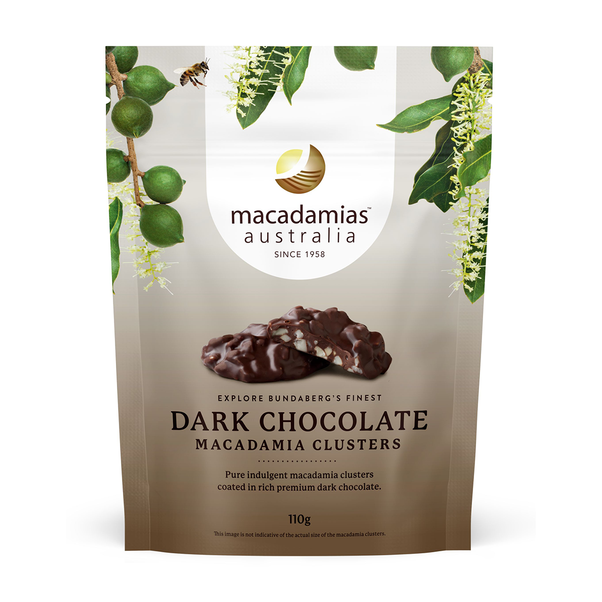 Macadamias Australia Dark Chocolate Macadamia Clusters 110g