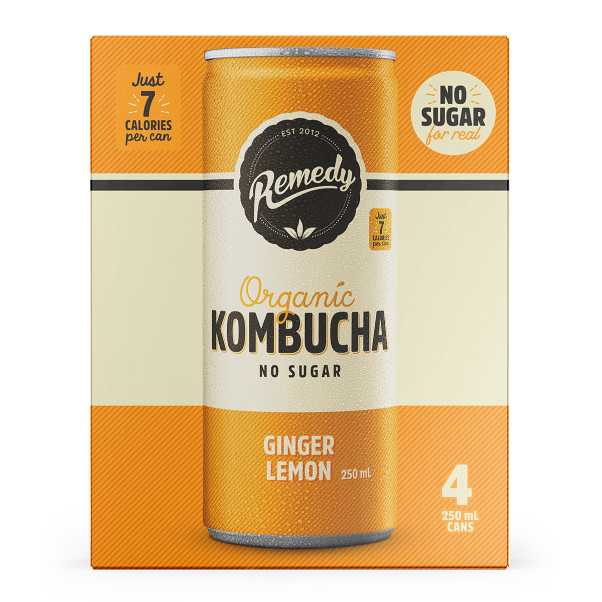 Remedy Organic Kombucha Ginger Lemon 4 x 250ml