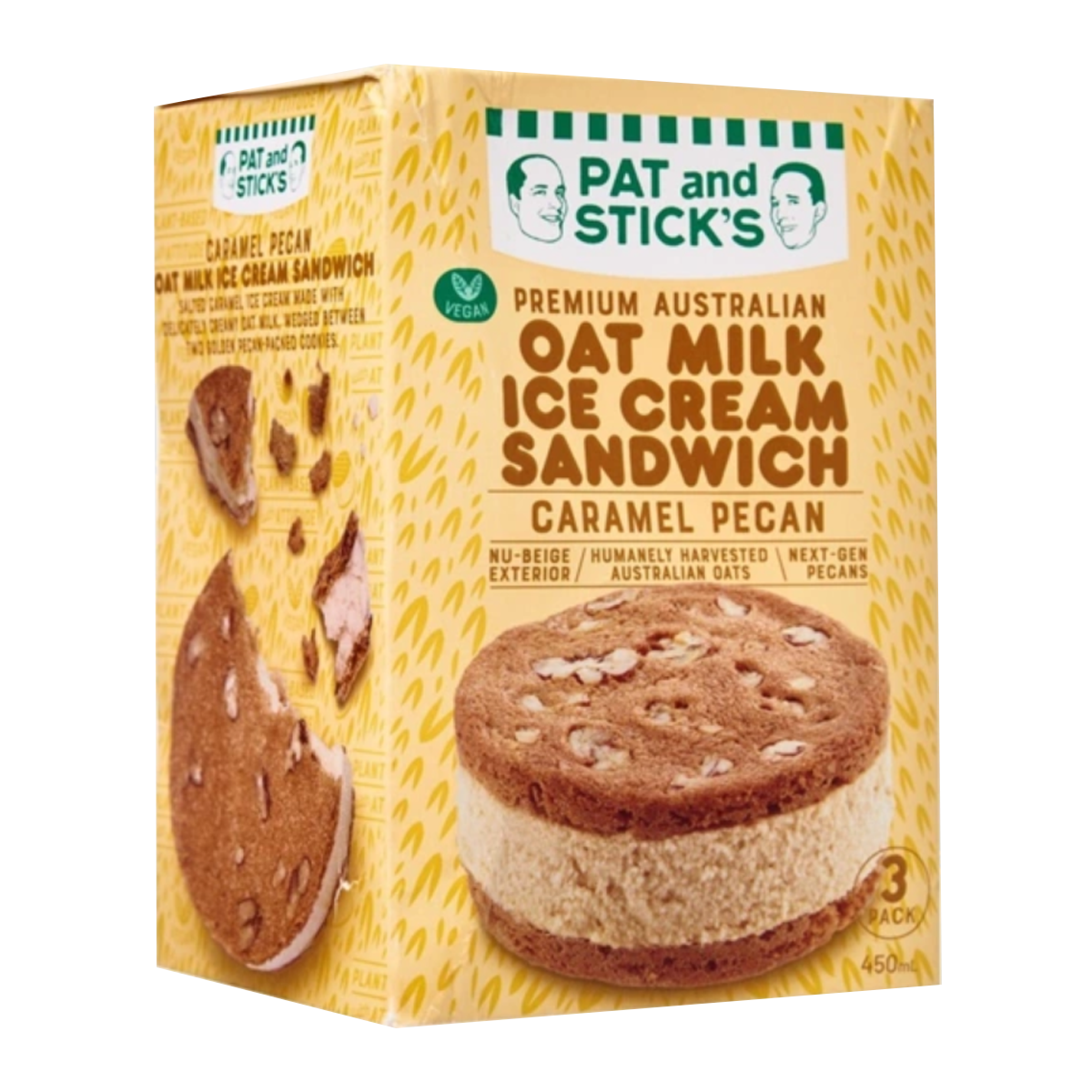 Pat and Stick's Vegan Caramel Pecan Sandwhich x3 280g