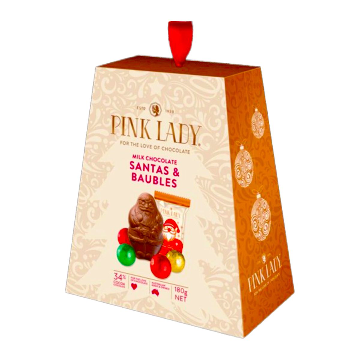Pink Lady Milk Chocolate Santa & Baubles 180g