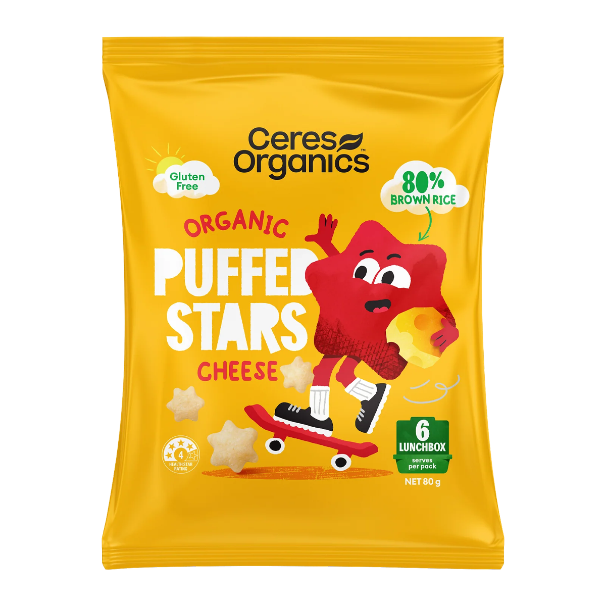 Ceres Organics Puffed Stars Cheese 80g