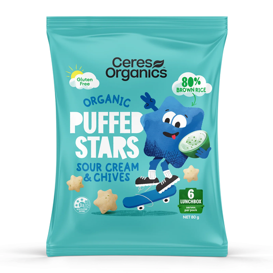 Ceres Organics Puffed Stars Sour Cream & Chives 80g