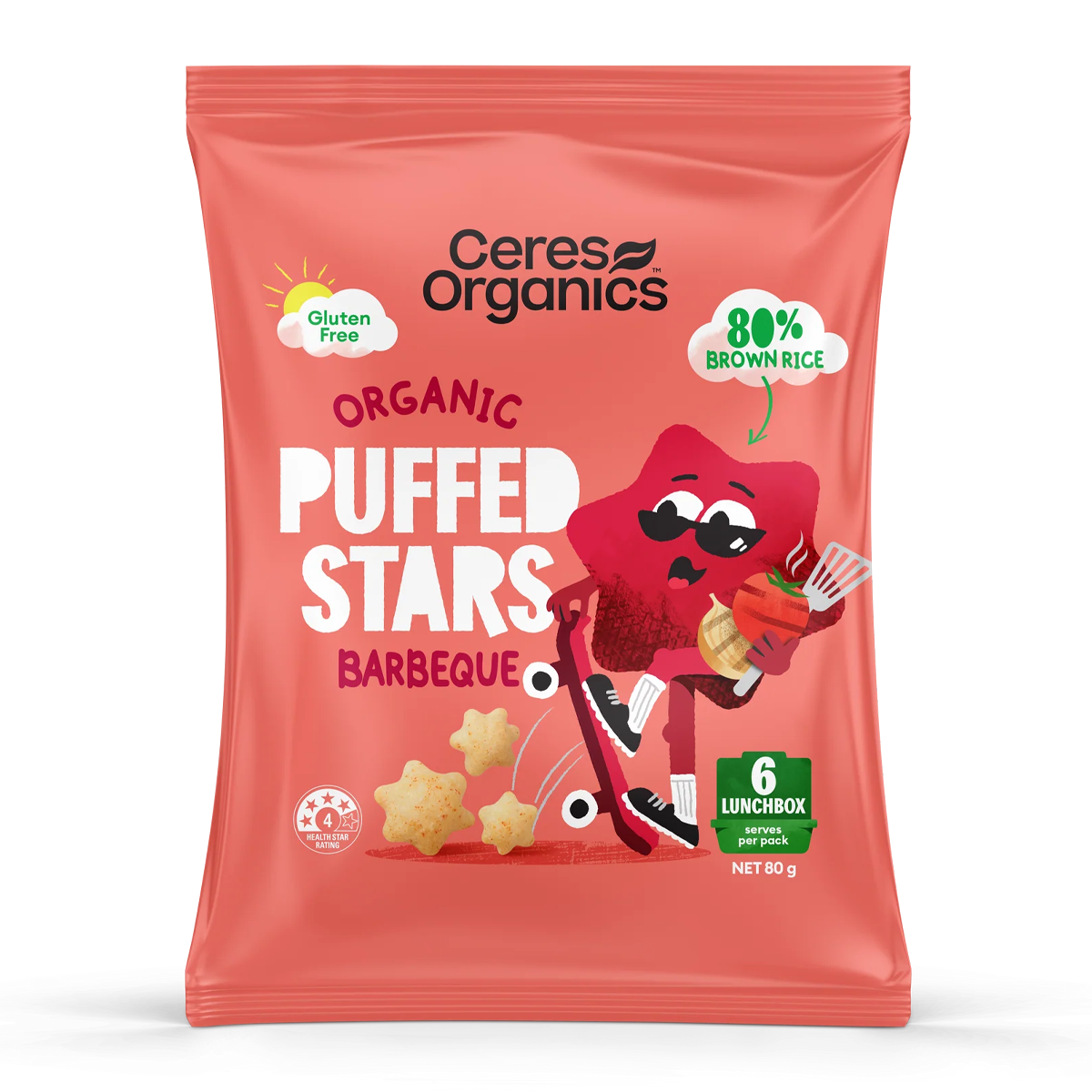 Ceres Organics Puffed Stars Barbeque 80g
