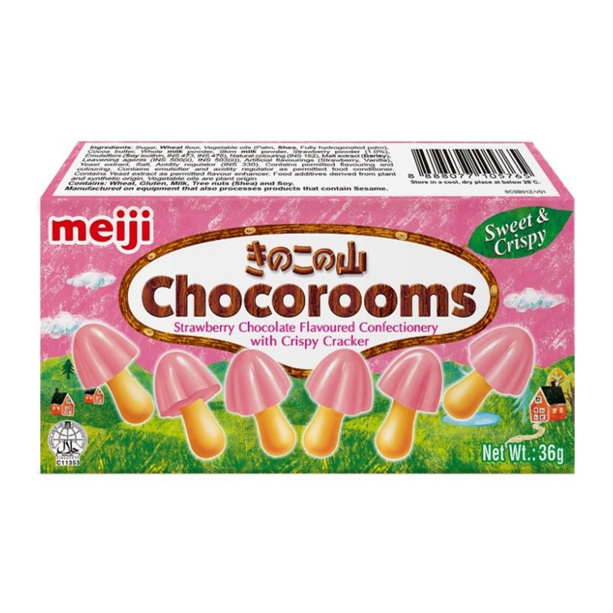 Meiji Chocorooms Strawberry Biscuits 36g
